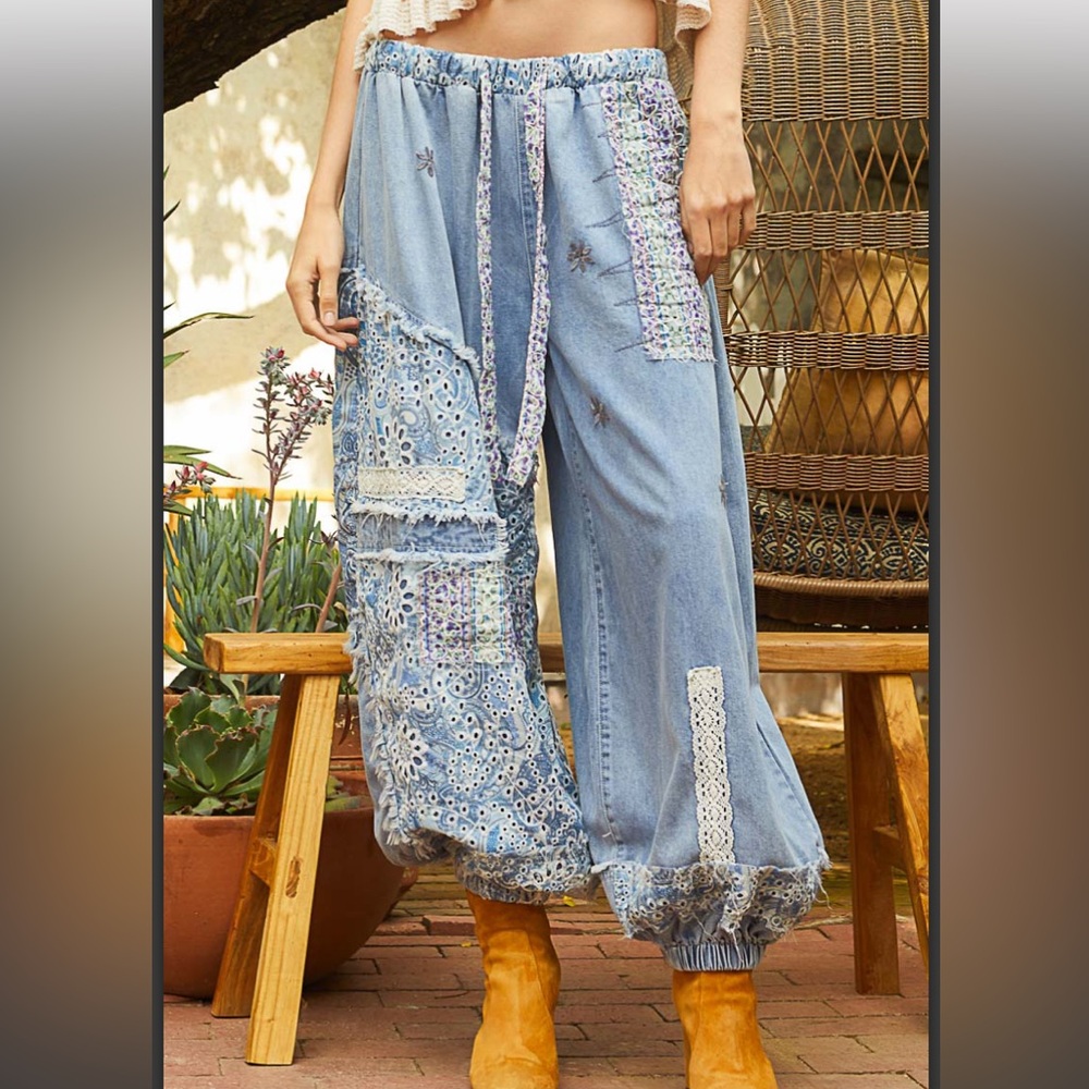 Pol Blue Patchwork Pants - image 4